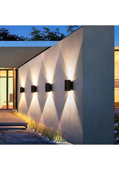 Led Duvar Lambası Dış Mekan Güneş Işığı Yukarı Ve Aşağı Modern Duvar Aydınlatması Ip65 Su Geçirmez Dış Mekan Duvar Lambası Teras Bahçe Giriş Koridor Çitler Doğal Işık, 6 Başlı Diğer