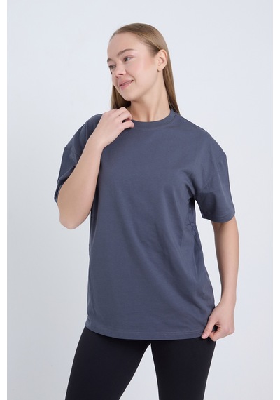 Velvoria Unisex Oversize Basic 3'lü Antrasit Renk T-shirt Çok Renkli19