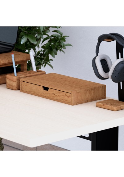 Desna Tek Katlı Tek Çekmeceli Dolap - Kiraz 34 Cm Uzunluk X 19 Cm Derinlik X 5.8 Cm Woodsaka Doğal Ahşap