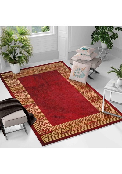 Kaymaz Taban Yıkanabilir Halı Mutfak, Salon, Yatak Odası İçin Modern Dijital Baskı Halı Slnhalı 1 - 0063 Çok Renkli