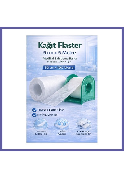 Bezos Kağıt Flaster 5 Cm X 5 M Medikal Sabitleme Bandı Hassas Ciltler İçin 1 Adet Nıda