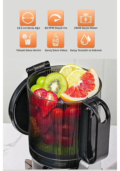 Tıgrecook SJ 036 Slow Juicer Yavaş Sıkım Katı Meyve Sıkacağı Sorbe