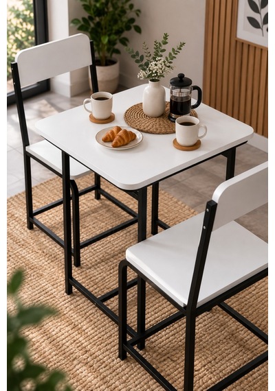 Sulorahome Mutfak Masası Ve 2 Sandalye Takımı Suntalam Beyaz 72x52