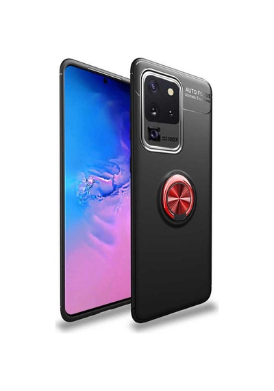 Galaxy S20 Ultra Kılıf Zore Ravel Silikon Kapak Siyah-Kırmızı