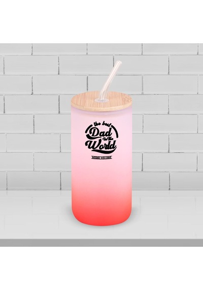 Bk Gift İsimli Dad Tasarımlı Kırmızı Renk Pipetli Buzlu Cam Bardak 600ml - 6, Babaya Hediye, Doğum Günü Hediyesi Kobitmeyen137849 Bk Gift