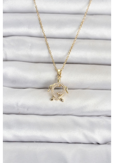 316l Çelik Zincir Gold Renk Caretta Caretta Model Kadın Kolye Tj-bko11096 Gümüş
