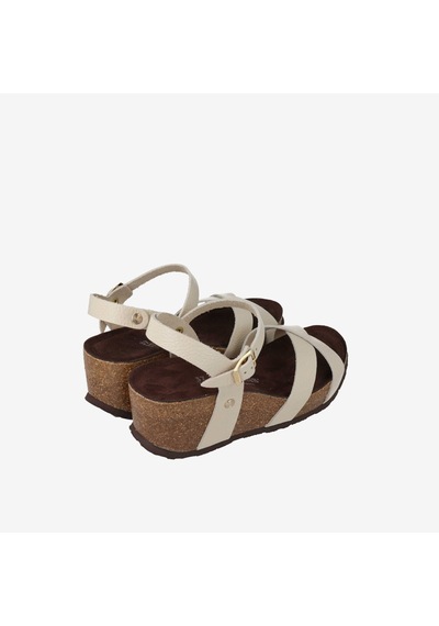 White Sandalet Kadın G106776 Genuins Cannes Embossed Leather Chalk Beyaz