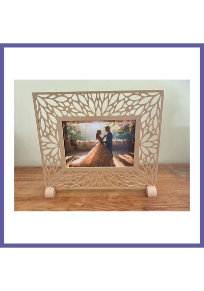 Bezos 3d Baskı Yaprak Desenli Masaüstü Fotoğraf Çerçevesi Oyma Çiçek Desenli Düğün Ve Masa Numarası Çerçevesi Bej Nıda