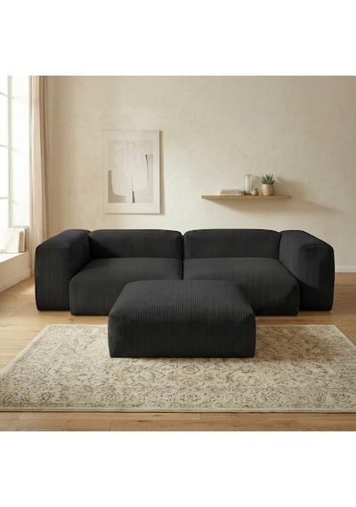 Relax Köşe Koltuk Takımı Sünger Koltuk Kanepe Divan Siyah
