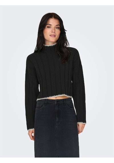 Only Onlchıck Stıtch Ls Hıghneck Knt Noos Kadın Siyah Kazak - 15329963 Siyah