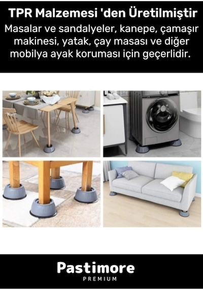 Premium Gürültü Engelleyici Titreşim Önleyici Kauçuk Çamaşır Bulaşık Makinesi 4 Adet Ayak Pedleri
