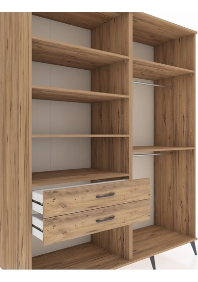 Kronos Gardrop 6 Raflı 2 Çekmeceli 2 Askılı 176x59x221 Çam-çam Beyaz Kronos Gardrop 6 Raflı 2 Çekmeceli 2 Askılı 176x59x221 Çam-çam Beyaz