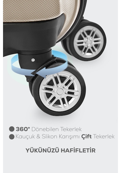 Polo&sky Spring Model Gold Renk 2'li Valiz Seti Kabin + Orta Gold