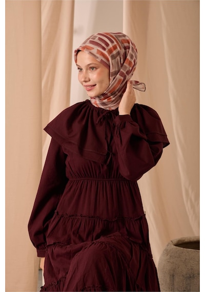 Silk Home Soft Eşarp 73096-15 Pudra, Turuncu, Koyu Vizon, Bordo