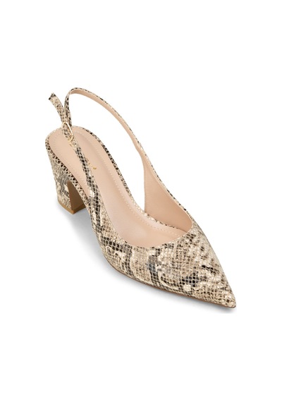 Deery Kadın Bej Yılan Desenli Topuklu Slingback Ayakkabı - Rd125zbejm01 Bej