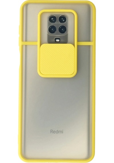 Gld-spt- Newface Xiaomi Redmi Note 9 Pro Kılıf Palm Buzlu Kamera Sürgülü Silikon - Sarı