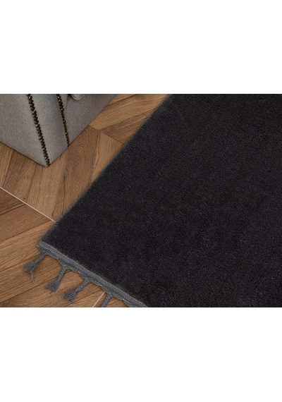 Madame Coco Carol Saçaklı Halı - Antrasit - 80x300 Cm 8684427051559 Gri 80 X 300 Antrasit