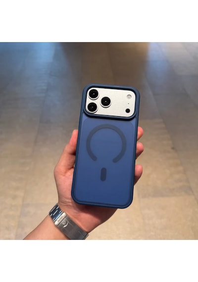 Apple iPhone 17 Pro Max Magsafe Uyumlu Renkli Şeffaf Kılıf Lacivert