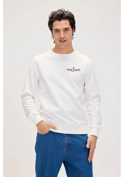 Bad Bear 24.02.12.022 Splashy Crewneck Erkek Sweatshirt Beyaz Siyah
