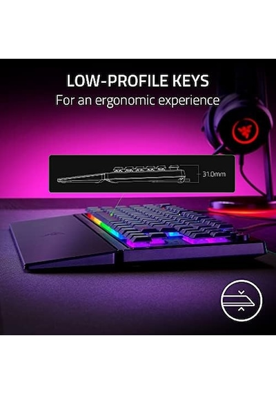 Ornata V3 Tenkeyless - Kompakt Düşük Profil Oyun Klavyesi Meka-membran Anahtarlar, Özel Medya Tuşları, Manyetik Yumuşak Dokunuşlu Bilek Desteği Tr Düzeni Siyah