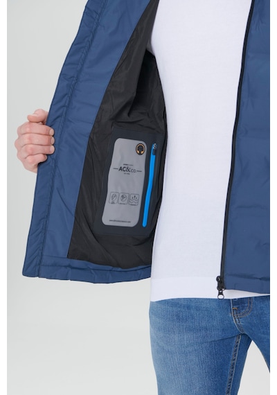 AC&Co / Altınyıldız Classics Erkek Lacı Standart Fit Normal Kesim Kapüşonlu Desenli Mont Lacı Lacivert