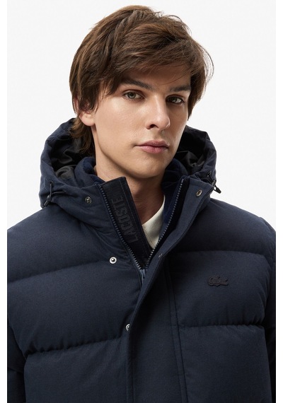 Lacoste Down Fill Mens Parka Sabit Kapüşonlu Kaz Tüyü Erkek Parka Lacivert Lacivert
