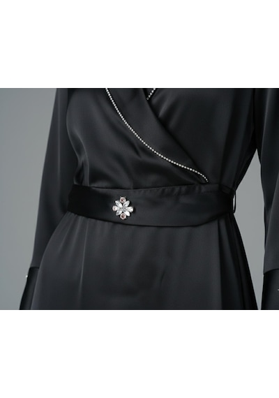 Wear&co Still Wear Co Stıll Kadın Siyah Saten Uzun Elbise Kruvaze Yaka, Kemerli, Şık Taşlı Abiye Elbise Siyah Wear&co Still Wear Co Stıll Kadın Siyah Saten Uzun Elbise Kruvaze Yaka, Kemerli, Şık Taşlı Abiye Elbise Siyah