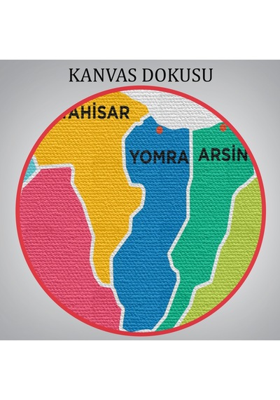 Trabzon İli Ve İlçeler Haritası Dekoratif Kanvas Tablo 1469 95 X 55