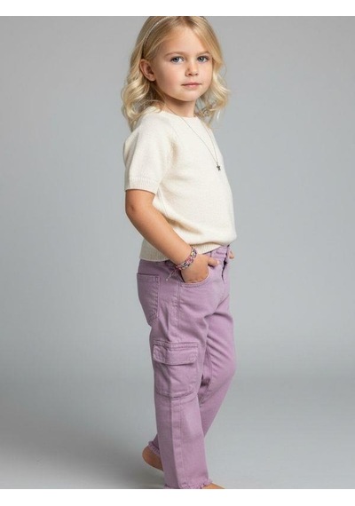 Zekids Kız Bebek Beli Lastikli Yumuşak Dokulu Pantolon-16727 Lila
