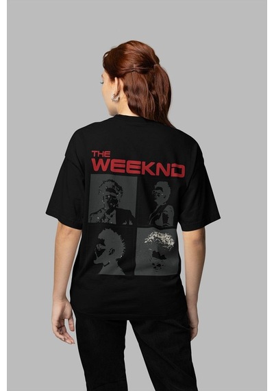 Sevbano Tasarım The Weeknd Baskılı Unisex Oversize Tasarım Rapper Tişört Siyah