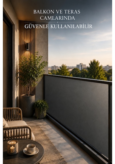 Deconitte Statik Düz Siyah Buzlu Cam Filmi 60x100 Cm Yapışkansız Mahremiyet Sağlayan Dekoratif Cam Kaplama, Kumlama
