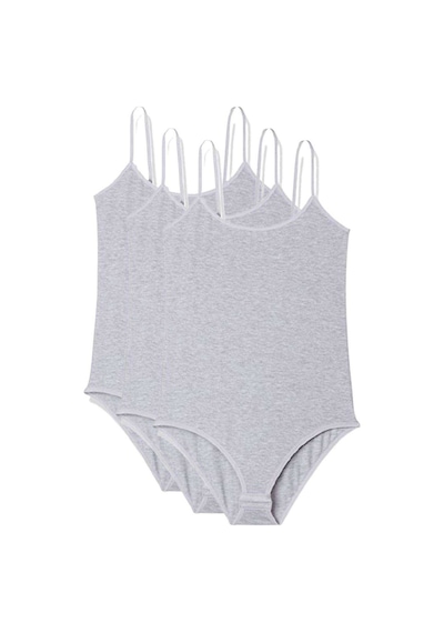Tutku 3 Adet İp Askılı Kadın Çıtçıtlı Body Gri