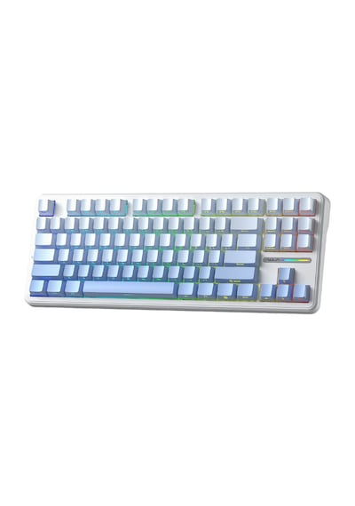 Aula F87 Pro Mekanik Rgb Tkl Graywood V4 Switch Kablosuz Makrolu Hot Swap Klavye Gradyan Mavi