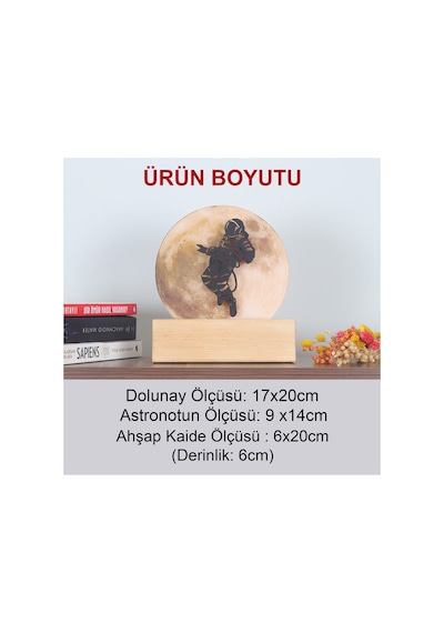 Led Işıklı Pleksi Dolunay Kişiselleştirilebilir Dekoratif Biblo Space Astronot Anahtar Askılığı Sarı - 737200937 Sarı