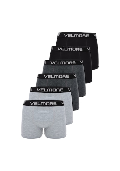 Velmore 6 Lı Kutu Premium Erkek Boxer Likralı Ve Pamuklu İç Giyim Siyah-antresit-gri