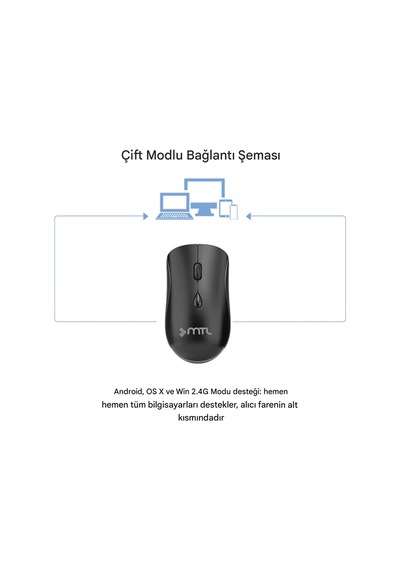 İnce Tasarım Şarj Edilebilir Kablosuz Ve Çift Modlu Bluetooth Sessiz Mouse 800 1200 1400 Dpı Mt8124 Diğer