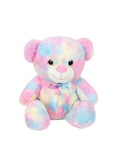 Gökkuşağı Renkli Peluş Ayı 45 Cm Yumuşak Uyku Ve Oyun Arkadaşı Büyük Peluş Oyuncak