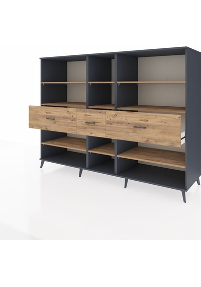 Kronos Dolap 9 Raflı 3 Çekmeceli 220x59x163 Antrasit-çam Antrasit-çam Kronos Dolap 9 Raflı 3 Çekmeceli 220x59x163 Antrasit-çam Antrasit-çam