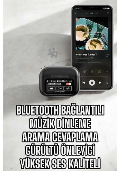 Kablosuz Bluetooth Kulaklık Ekranlı Uzun Şarj Süreli Anc Destekli - Lisinya
