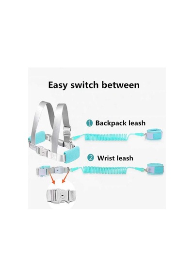 Çocuk Emniyet Tasması Ve Bilek Bağı Seti 3in1 Ayarlanabilir 2.5m Anti Kayıp Sistemi Turkuaz Turquoise
