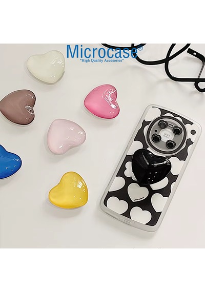 Microcase Kalp Tasarımlı 3m Yapıştırmalı El Parmak Tutucu Cep Telefonu Tutacağı Popsocket - Al5244 Mor