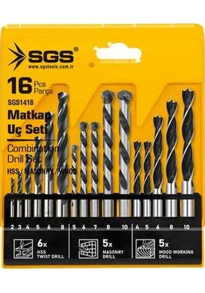 Sgs 16 Parça Ahşap/metal/beton Matkap Ucu Seti
