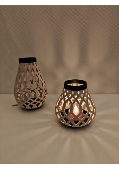 Modern Izgara Desenli Rüzgar Feneri Tealight Mumluk Dekoratif Mum Tutucu Diğer