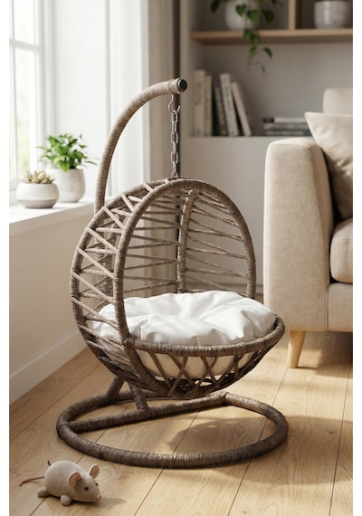Reyo Pet Lüxperi Kedi Salıncağı & Kedi Yatağı & Kafesi 38x45x65 Cm Kahve