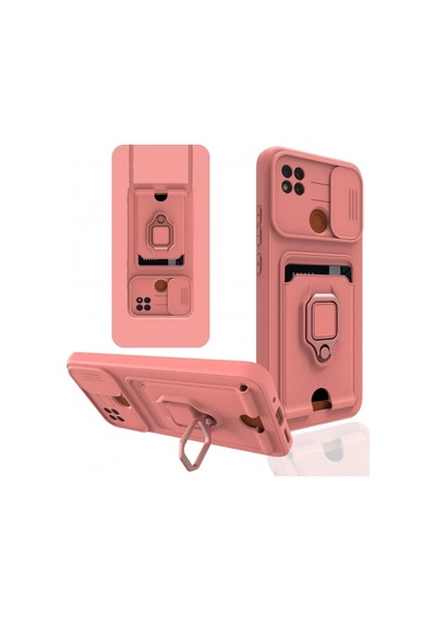 Xiaomi Redmi 9c Uyumlu Kılıf Zuma Kartvizitli Yüzüklü Silikon - Pembe