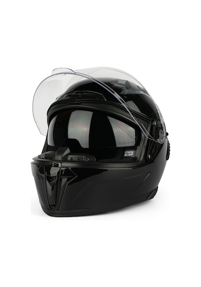 Caspiano Homer Full-face Led Işıklı Glossy Black Motosiklet Kaskı Ece-r 22.06 Sertifikalı Siyah