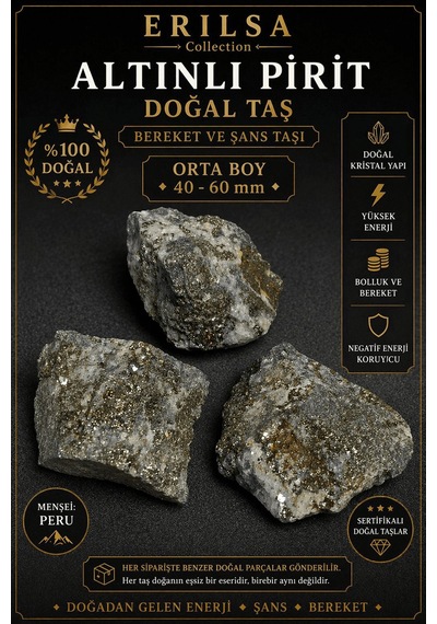 Sertifikalı Altınlı Pirit Doğal Taş Kütle 40-60 Mm Orta Boy Ham P
