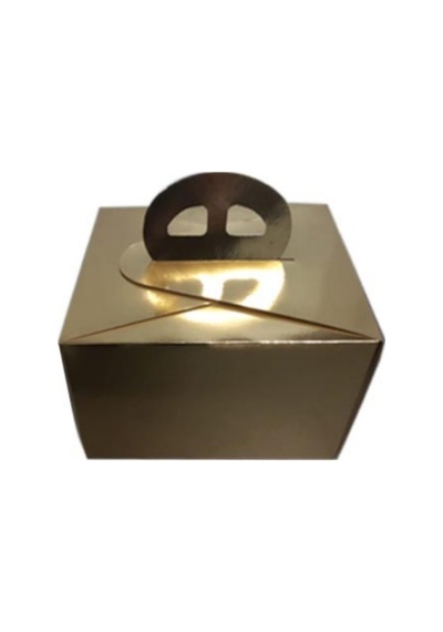 Saplı Pasta Kutusu 21x21x13 Gold