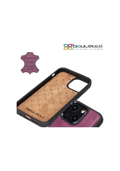 Bouletta Apple İphone 13 Uyumlu Deri Arka Kapak Cz7 Mor