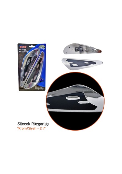 Carub Silecek Rüzgarlığı Krom-Siyah 2 Li Br1400302